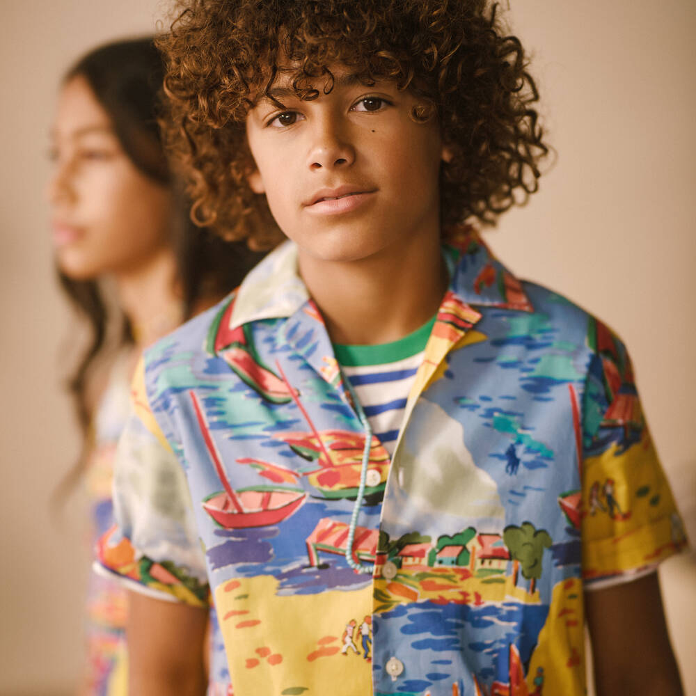 Ralph Lauren-Boys Seaside Print Cotton Shirt | Childrensalon Outlet