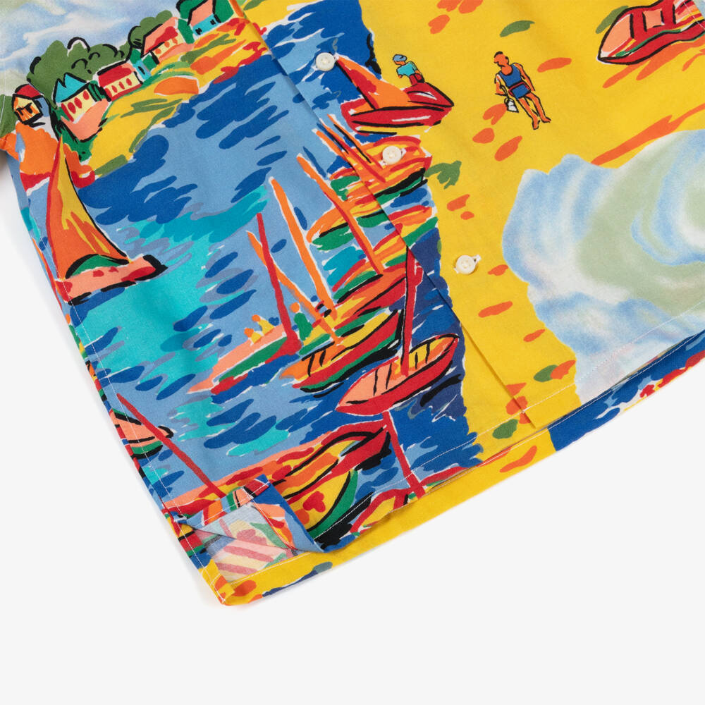 Ralph Lauren-Boys Seaside Print Cotton Shirt | Childrensalon Outlet