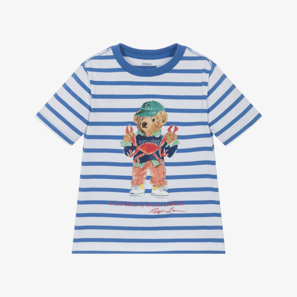 Ralph Lauren-Boys Seaside Striped Bear Tee | Childrensalon Outlet