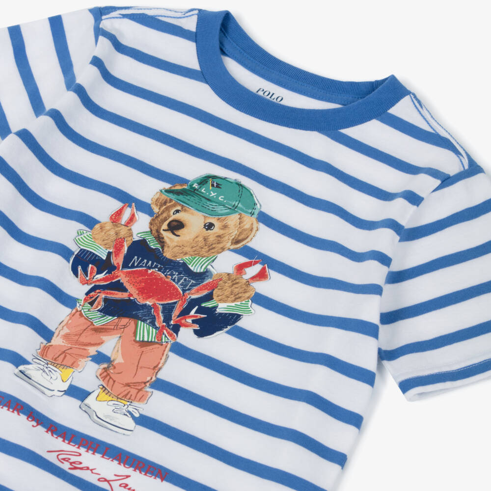 Ralph Lauren-Boys Seaside Striped Bear Tee | Childrensalon Outlet