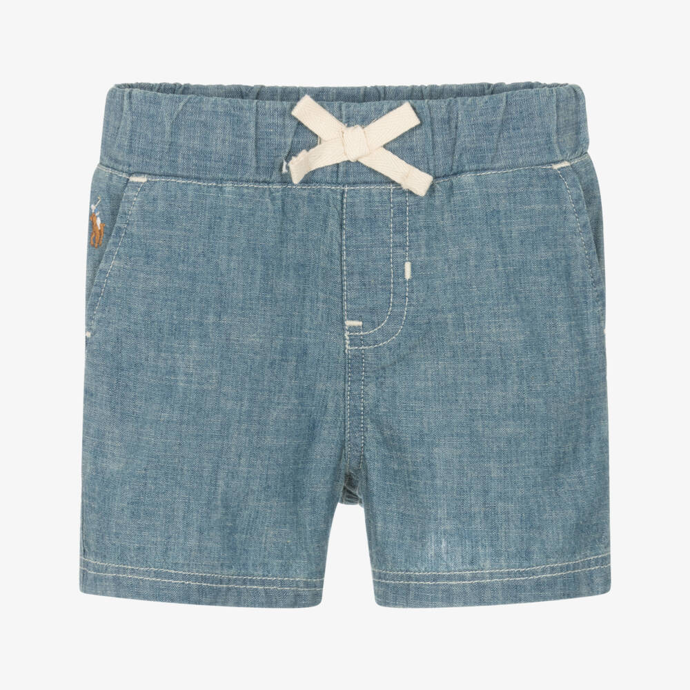 Ralph Lauren-Шорты из хлопка цвета небесный шамбре для мальчиков | Childrensalon Outlet