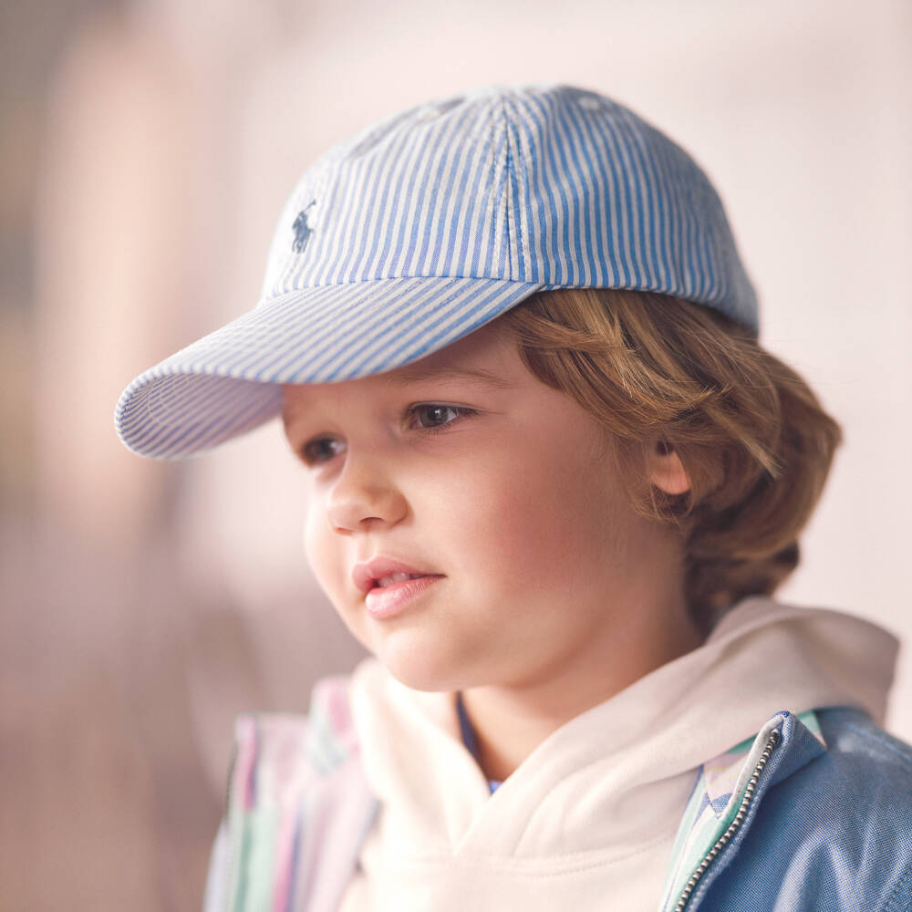 Ralph Lauren-Boys Sky Stripe Cotton Pony Hat | Childrensalon Outlet