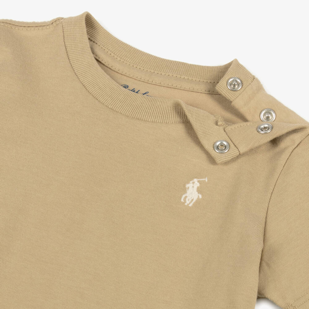 Ralph Lauren-Boys Soft Beige Cotton Tee | Childrensalon Outlet