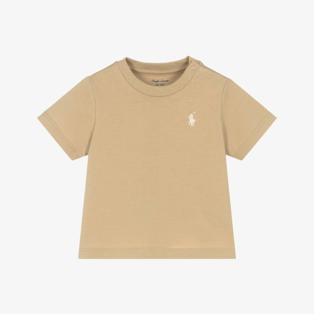 Ralph Lauren-Boys Soft Beige Cotton Tee | Childrensalon Outlet
