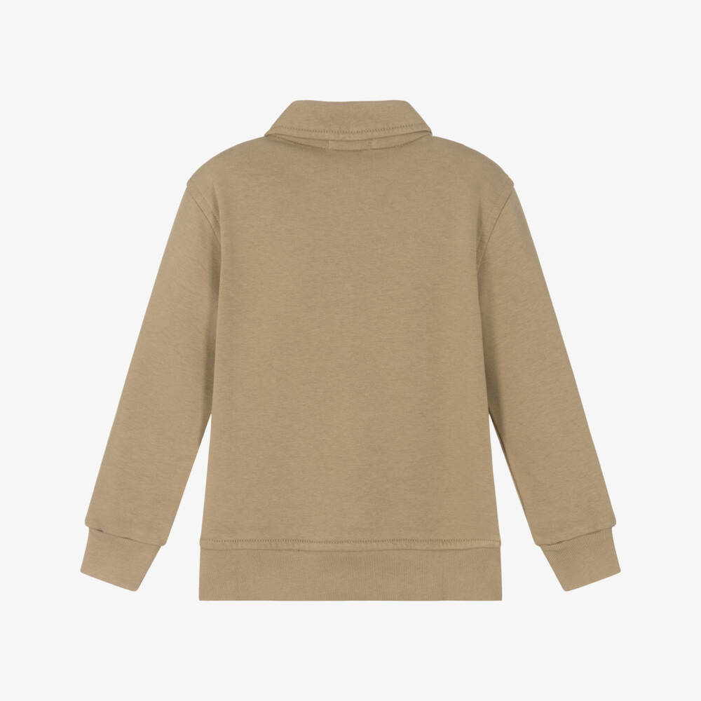 Ralph Lauren-Boys Soft Beige Zip-Up Pullover | Childrensalon Outlet
