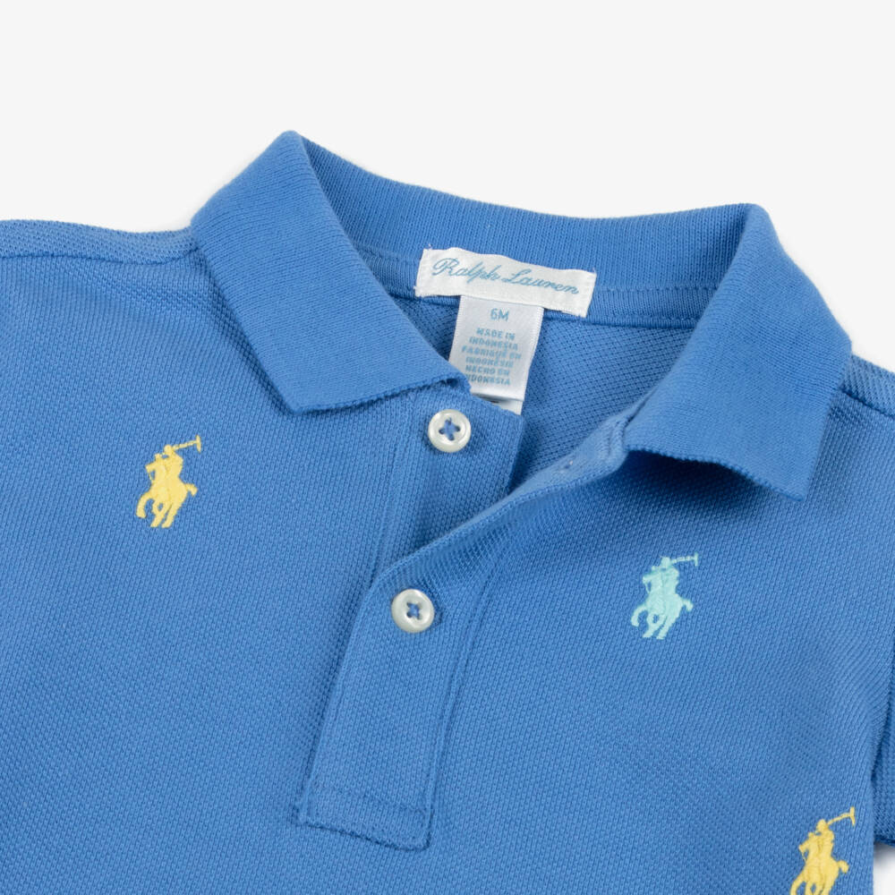 Ralph Lauren-بولو قطني ناعم أزرق للأولاد | Childrensalon Outlet