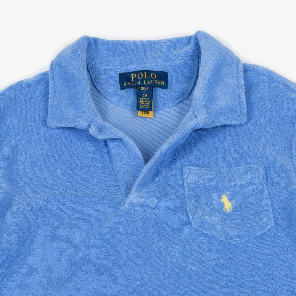 Ralph Lauren-Boys Soft Blue Terry Polo Shirt | Childrensalon Outlet