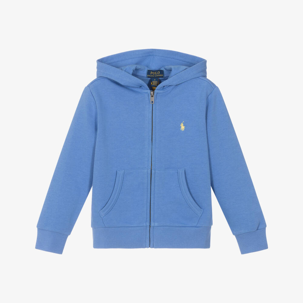 Ralph Lauren-Boys Soft Blue Zip Hoodie | Childrensalon Outlet