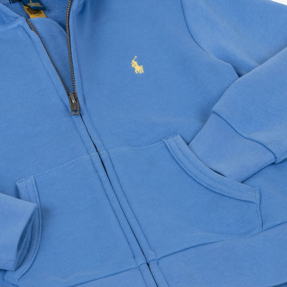 Ralph Lauren-Boys Soft Blue Zip Hoodie | Childrensalon Outlet