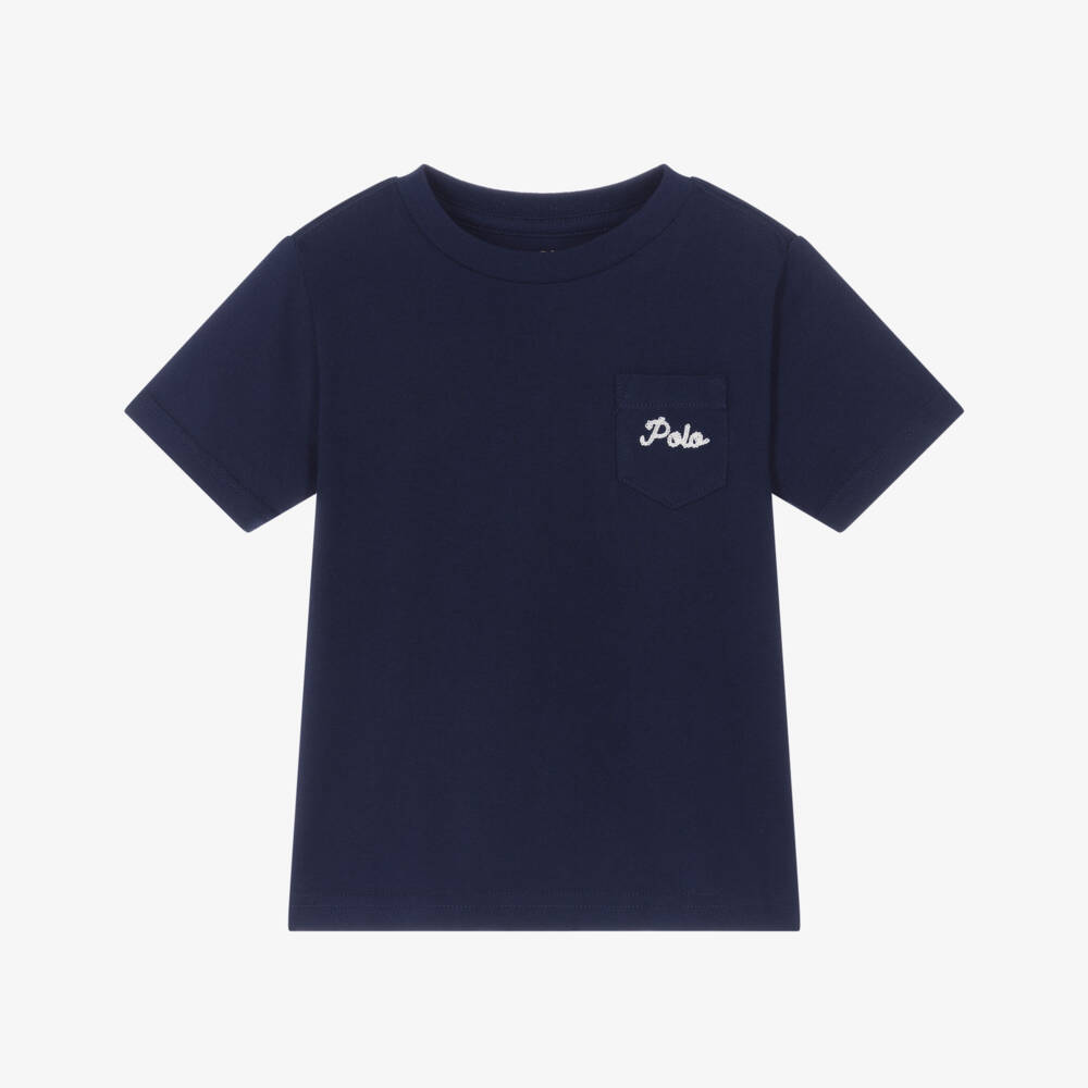 Ralph Lauren-تيشيرت ناعم بلون كحلي للأولاد مع تصميم كلب | Childrensalon Outlet