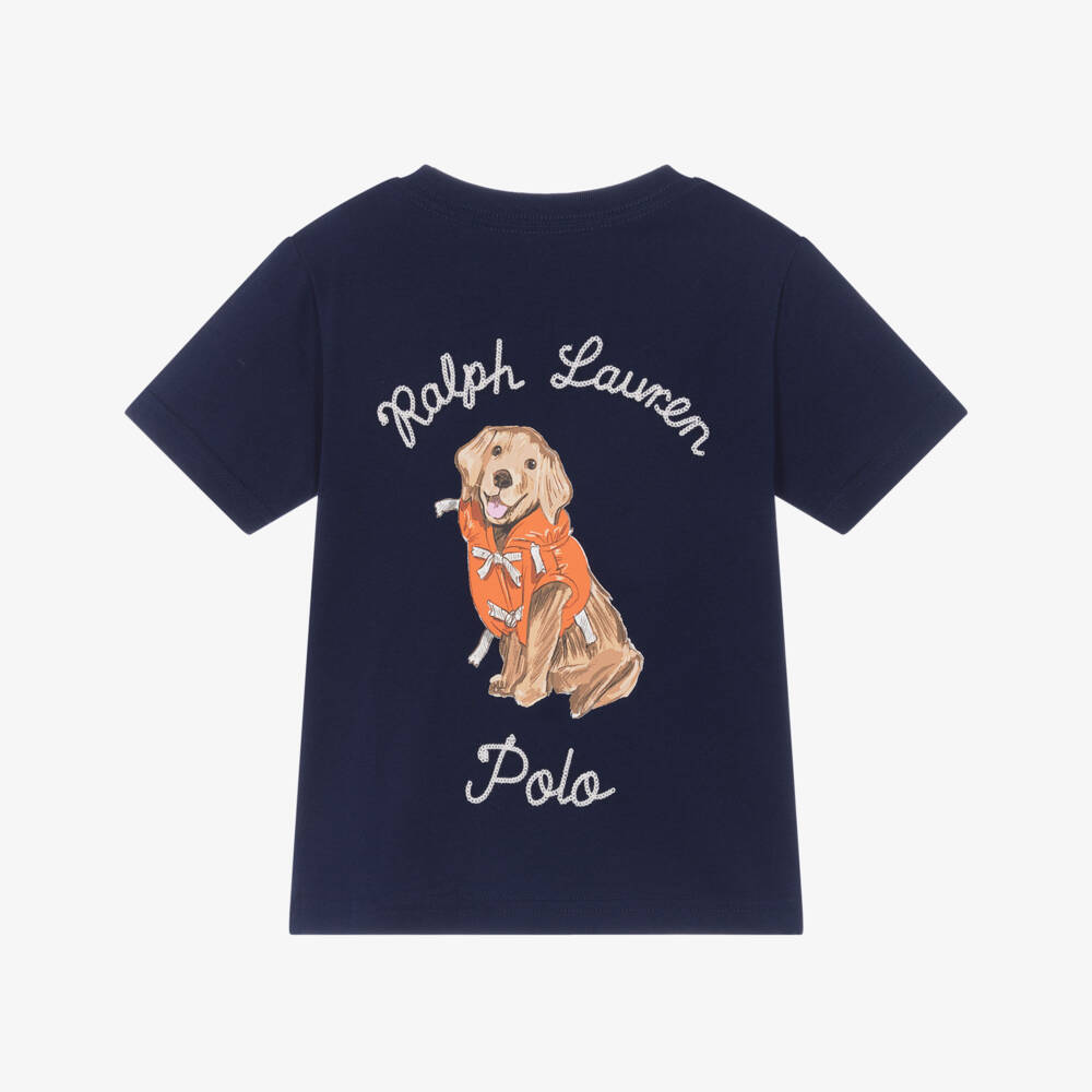 Ralph Lauren-Boys Soft Navy Canine Tee | Childrensalon Outlet