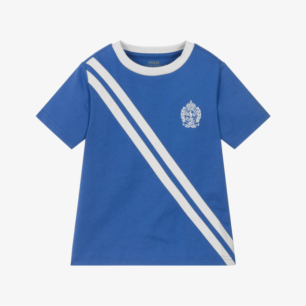 Ralph Lauren-تي شيرت رياضي قطني أزرق للأولاد | Childrensalon Outlet