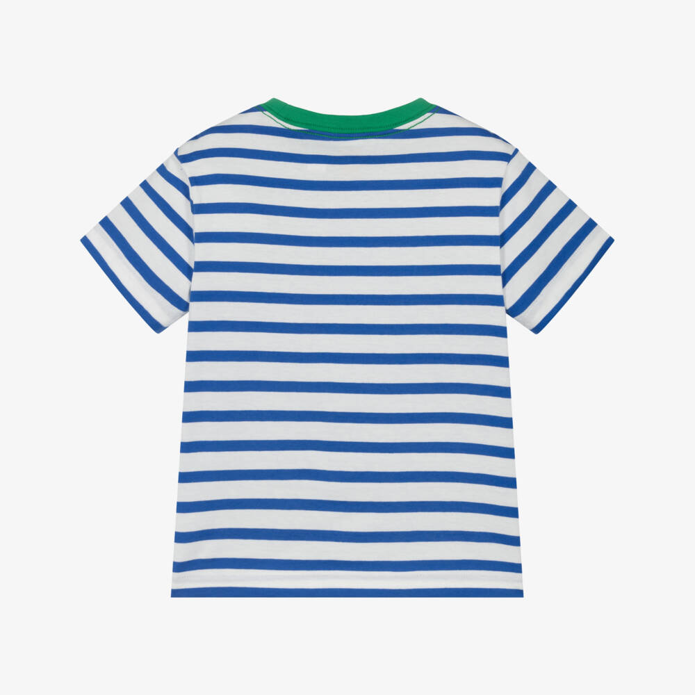 Ralph Lauren-Boys Striped Blue Cotton Tee | Childrensalon Outlet