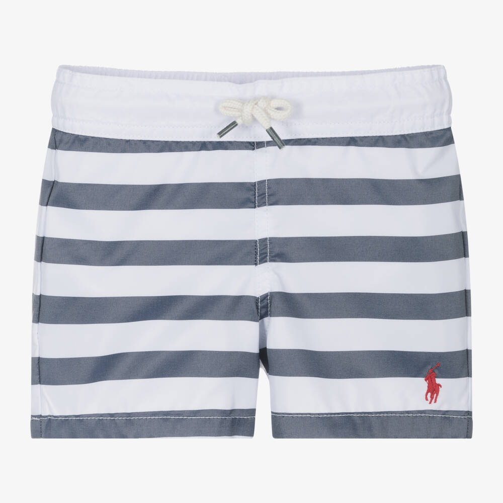 Ralph Lauren-Boys Striped Navy Swimwear Shorts | Childrensalon Outlet