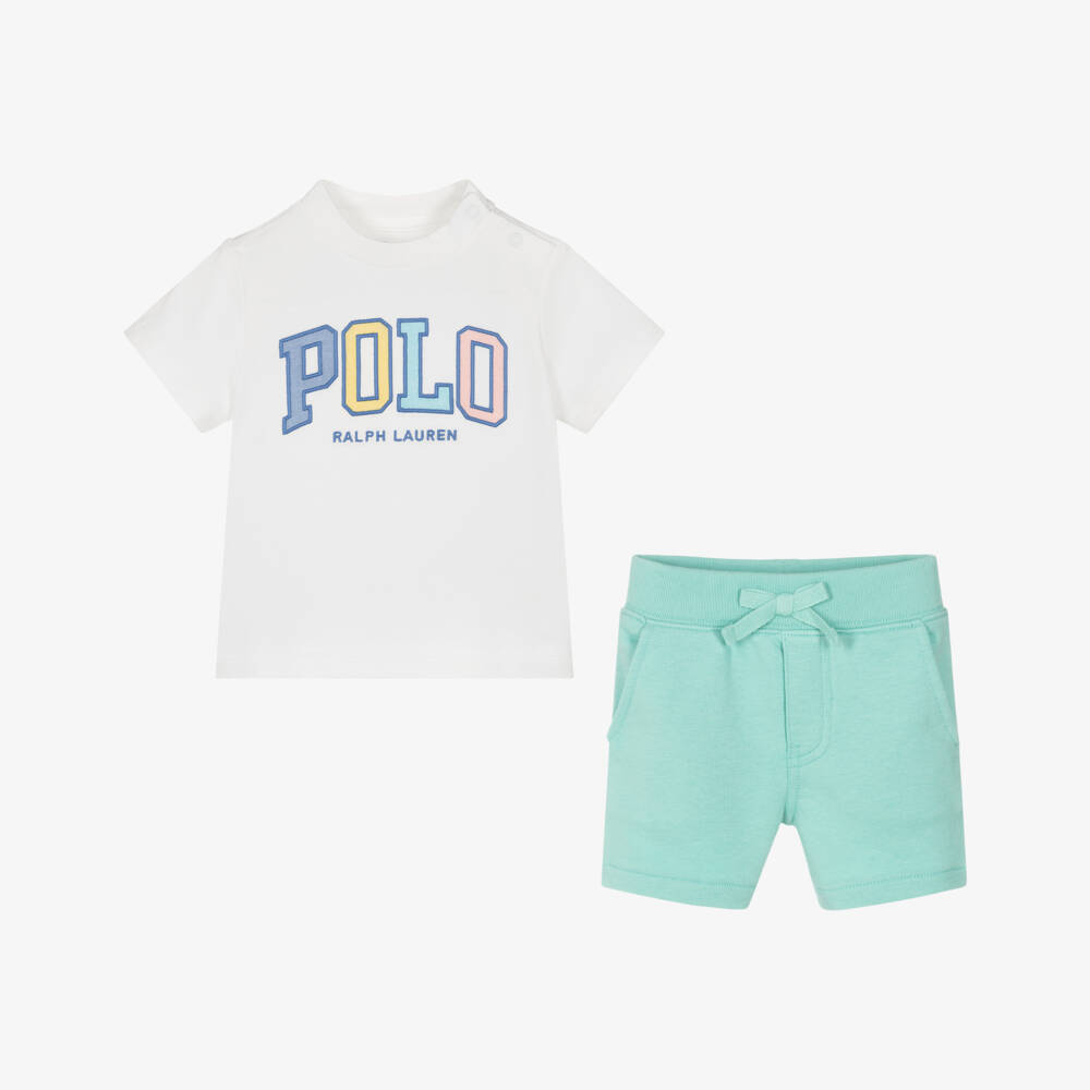 Ralph Lauren-Boys Stylish Green & White Ensemble | Childrensalon Outlet