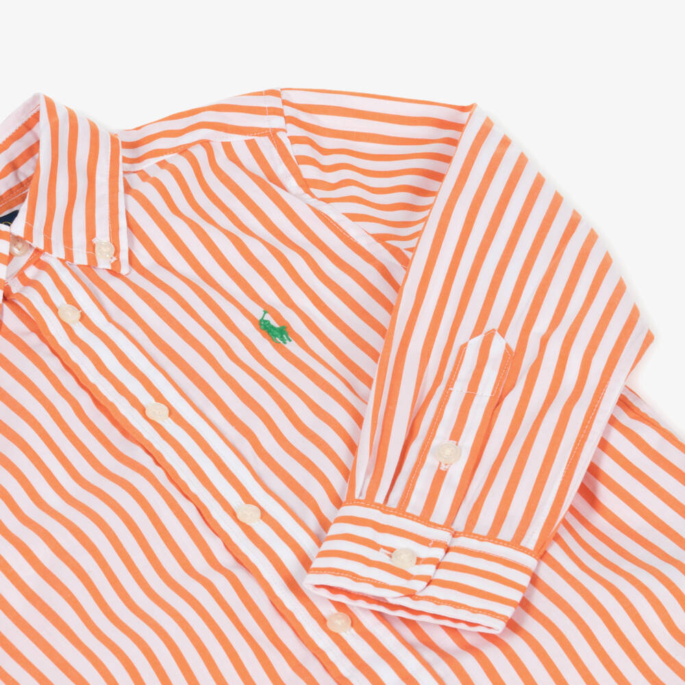 Ralph Lauren-Boys Tangerine Striped Cotton Top | Childrensalon Outlet