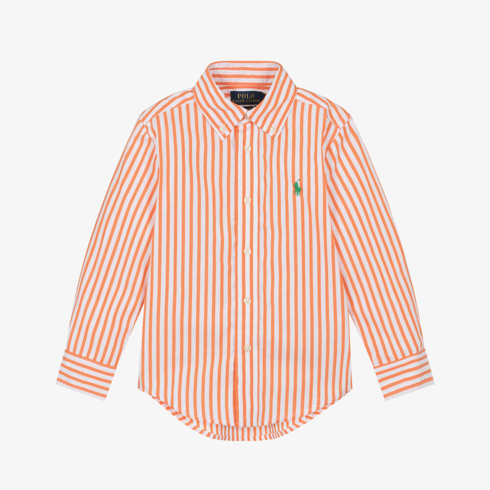 Ralph Lauren-Boys Tangerine Striped Cotton Top | Childrensalon Outlet