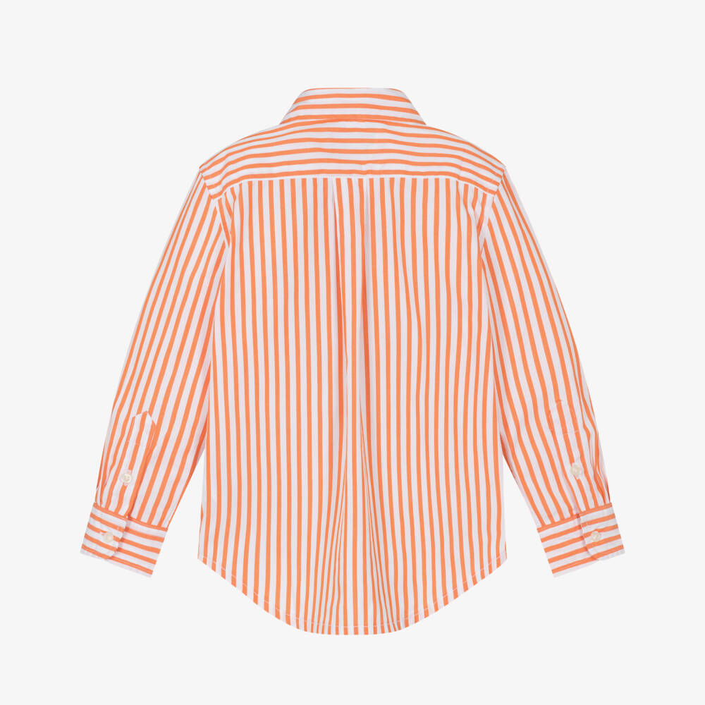 Ralph Lauren-Boys Tangerine Striped Cotton Top | Childrensalon Outlet