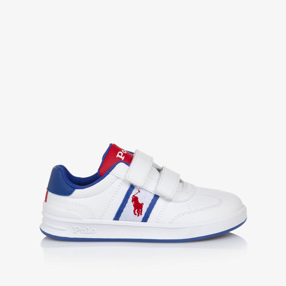 Ralph Lauren-حذاء رياضي للأولاد بثلاثة ألوان من الجلد الصناعي مع إغلاق فيلكرو | Childrensalon Outlet