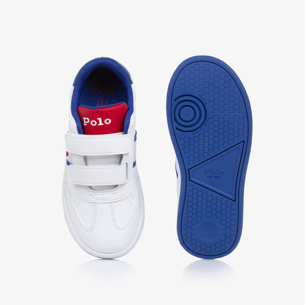 Ralph Lauren-حذاء رياضي للأولاد بثلاثة ألوان من الجلد الصناعي مع إغلاق فيلكرو | Childrensalon Outlet