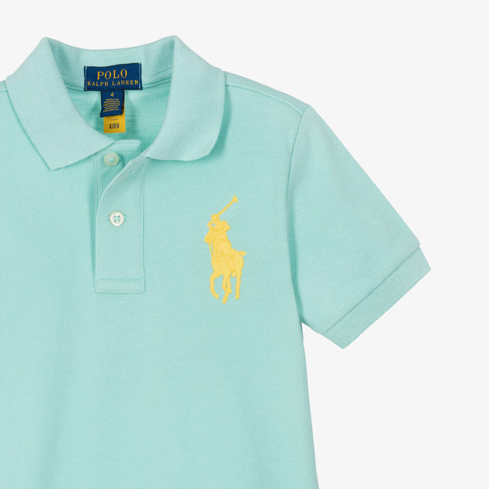 Ralph Lauren-Boys Turquoise Blue Big Pony Cotton Piqué Polo Shirt | Childrensalon Outlet