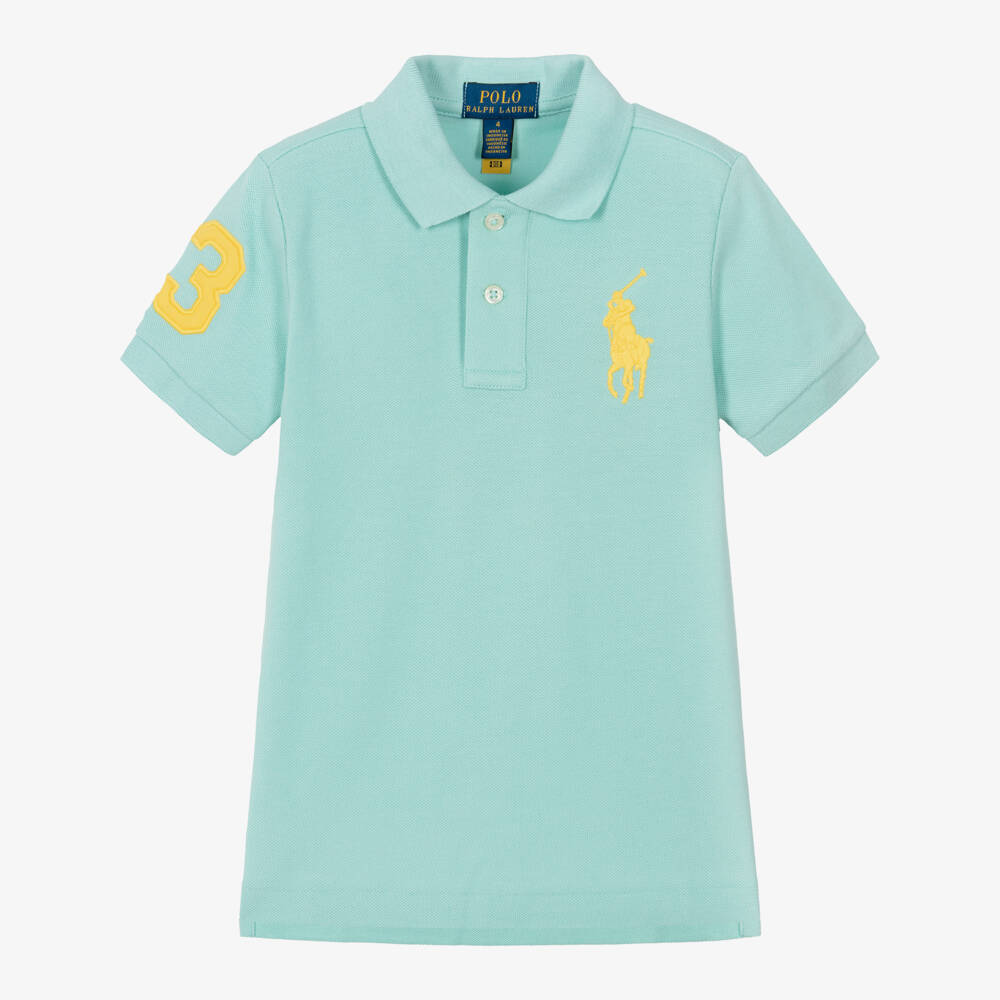 Ralph Lauren-Boys Turquoise Blue Big Pony Cotton Piqué Polo Shirt | Childrensalon Outlet