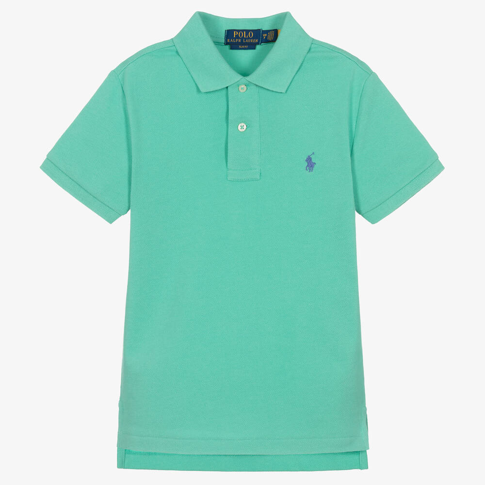 Ralph Lauren - Boys Turquoise Green Polo Shirt | Childrensalon