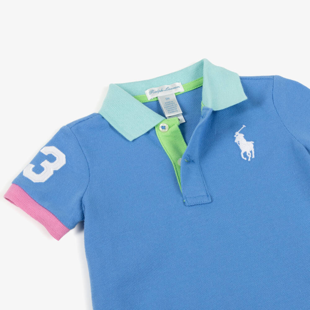 Ralph Lauren-Boys Vibrant Blue Piqué Playsuit | Childrensalon Outlet