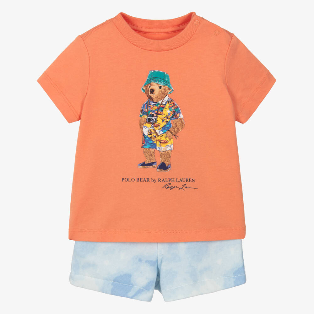 Ralph Lauren-طقم قطن نابض بالحياة للأولاد مع دب | Childrensalon Outlet