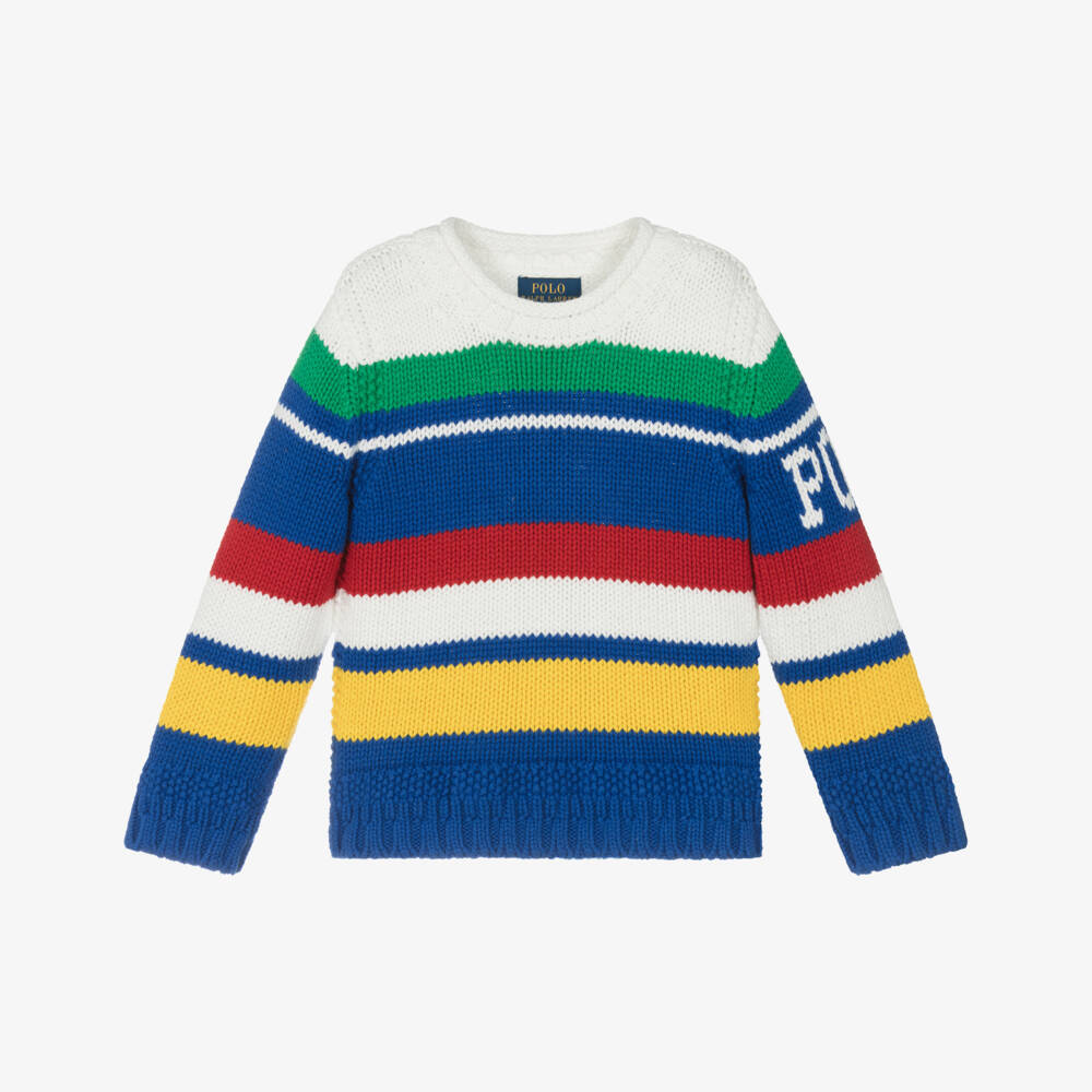 Ralph Lauren-Boys Vibrant Stripe Cotton Pullover | Childrensalon Outlet