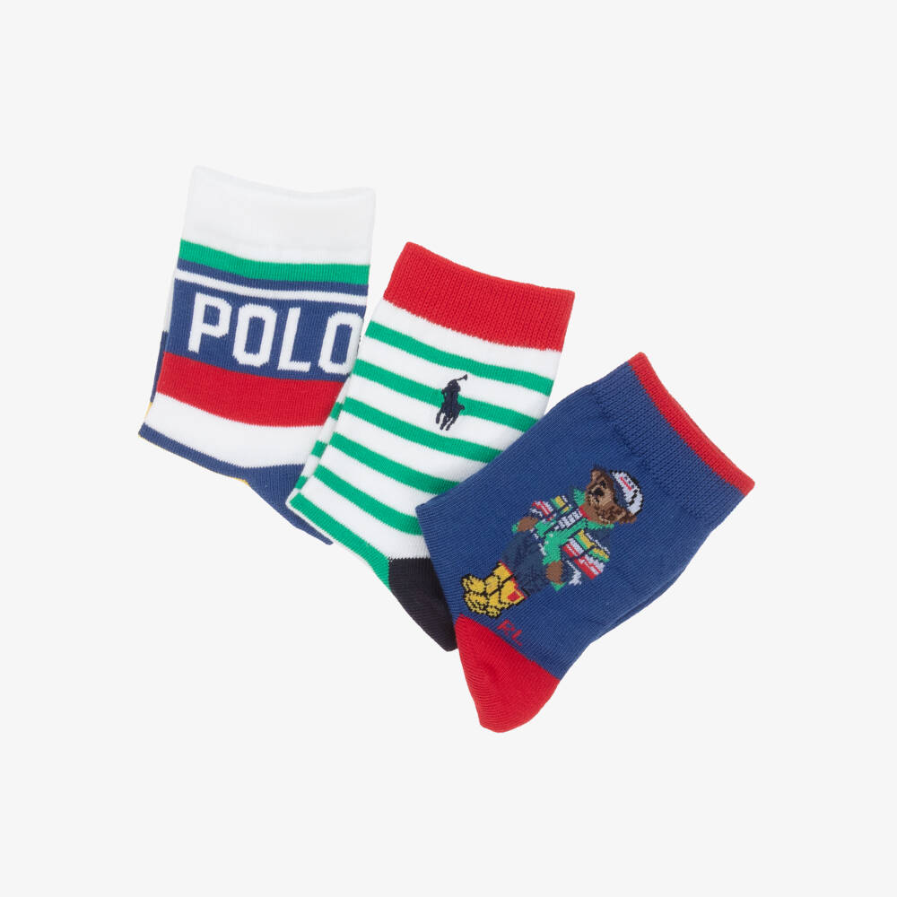 Ralph Lauren-Boys Vibrant Stripe Cotton Socks Trio | Childrensalon Outlet
