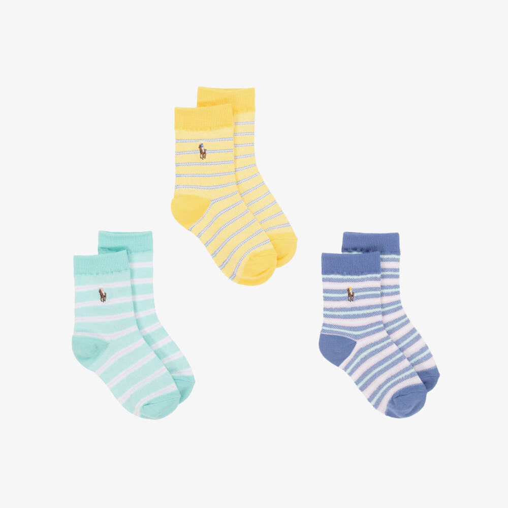Ralph Lauren-Boys Vibrant Striped Cotton Socks Trio | Childrensalon Outlet