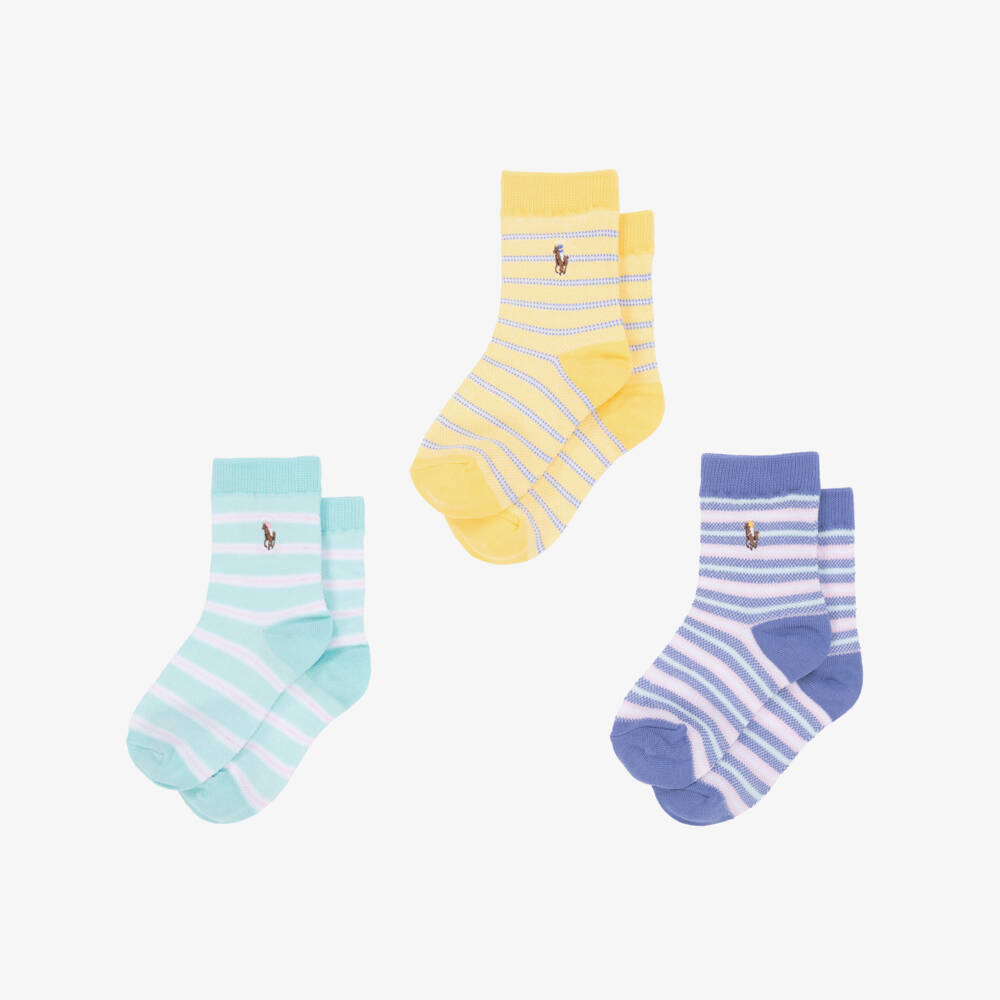 Ralph Lauren-Boys Vibrant Striped Cotton Socks Trio | Childrensalon Outlet