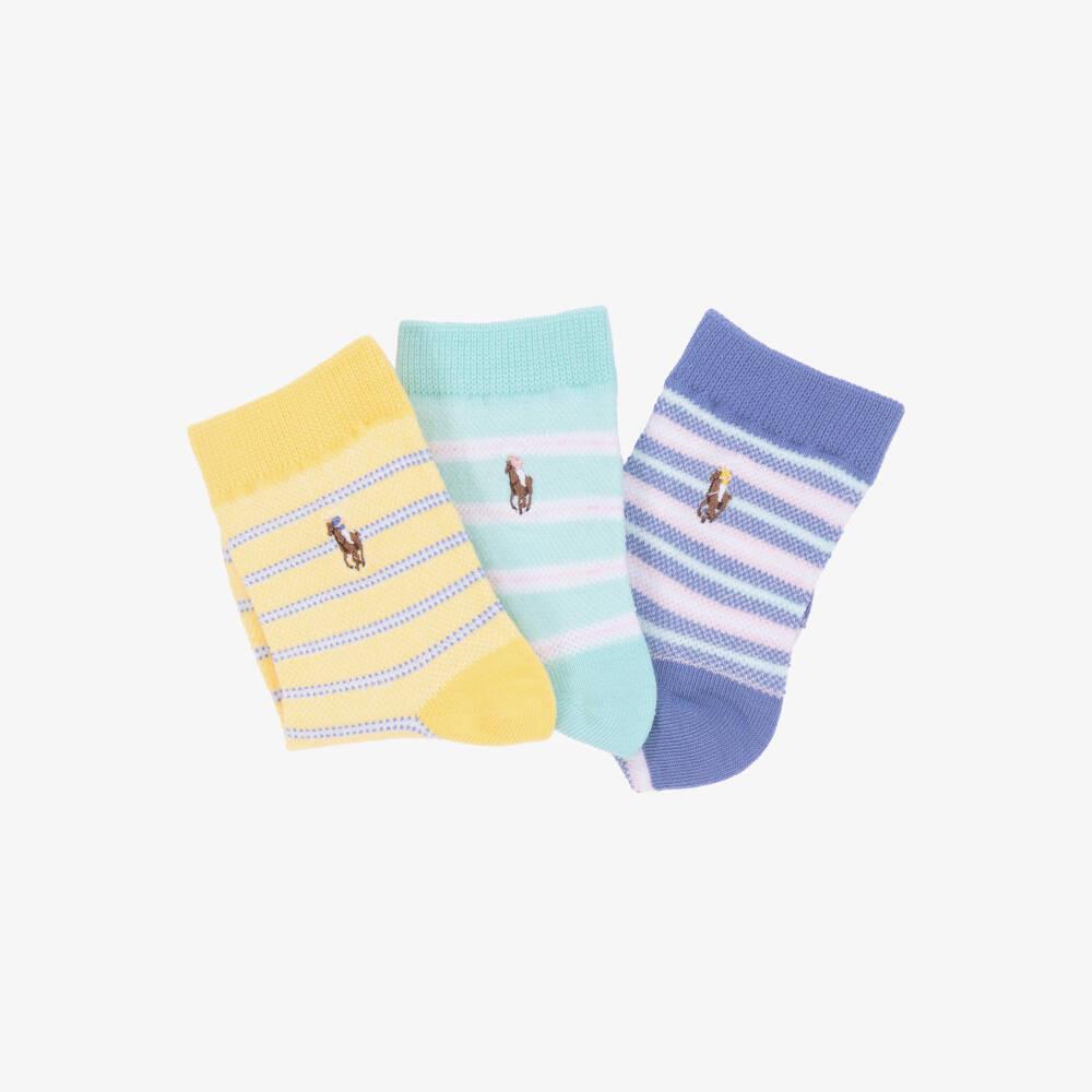 Ralph Lauren-Boys Vibrant Striped Cotton Socks Trio | Childrensalon Outlet