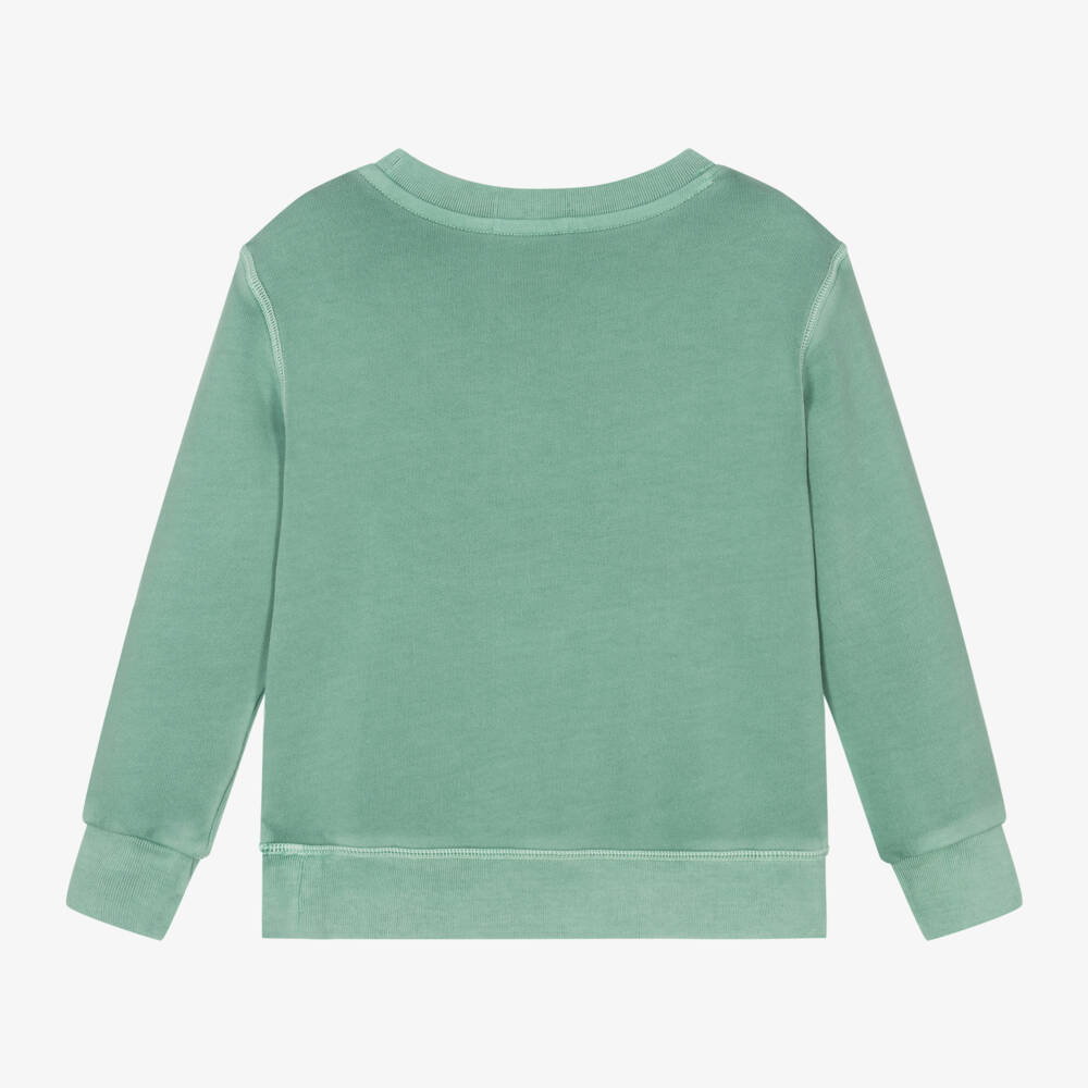 Ralph Lauren-Boys Washed Cotton Green Sweatshirt | Childrensalon Outlet