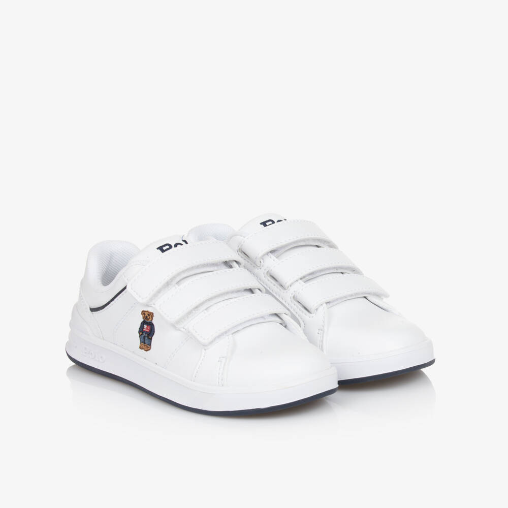 Ralph Lauren-Boys White Bear Embroidered Sneakers | Childrensalon Outlet