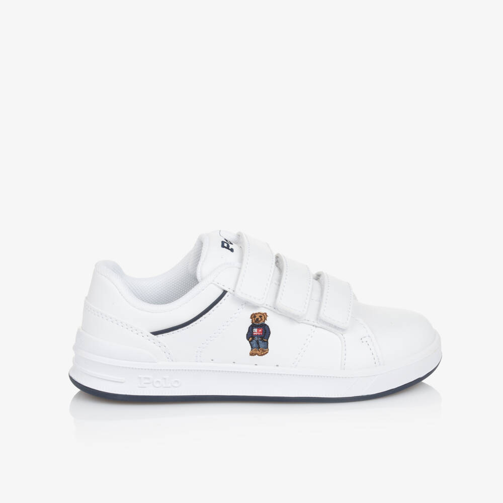 Ralph Lauren-Boys White Bear Embroidered Sneakers | Childrensalon Outlet