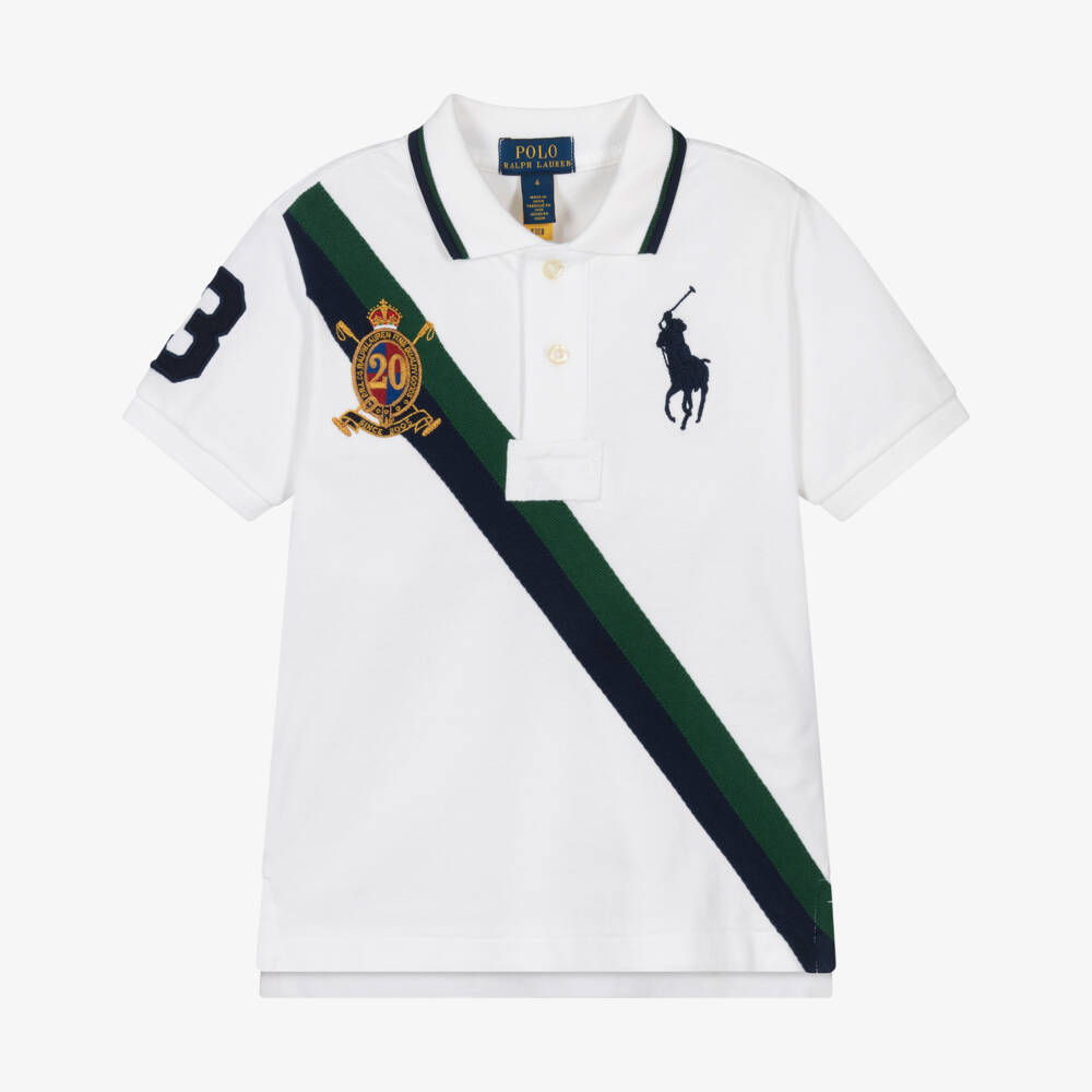 Ralph Lauren-Boys White Big Pony 20th Anniversary Polo Shirt | Childrensalon Outlet