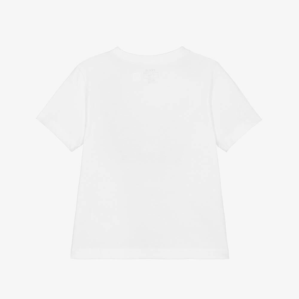 Ralph Lauren-Boys White Cotton Beach Island Graphic T-Shirt | Childrensalon Outlet