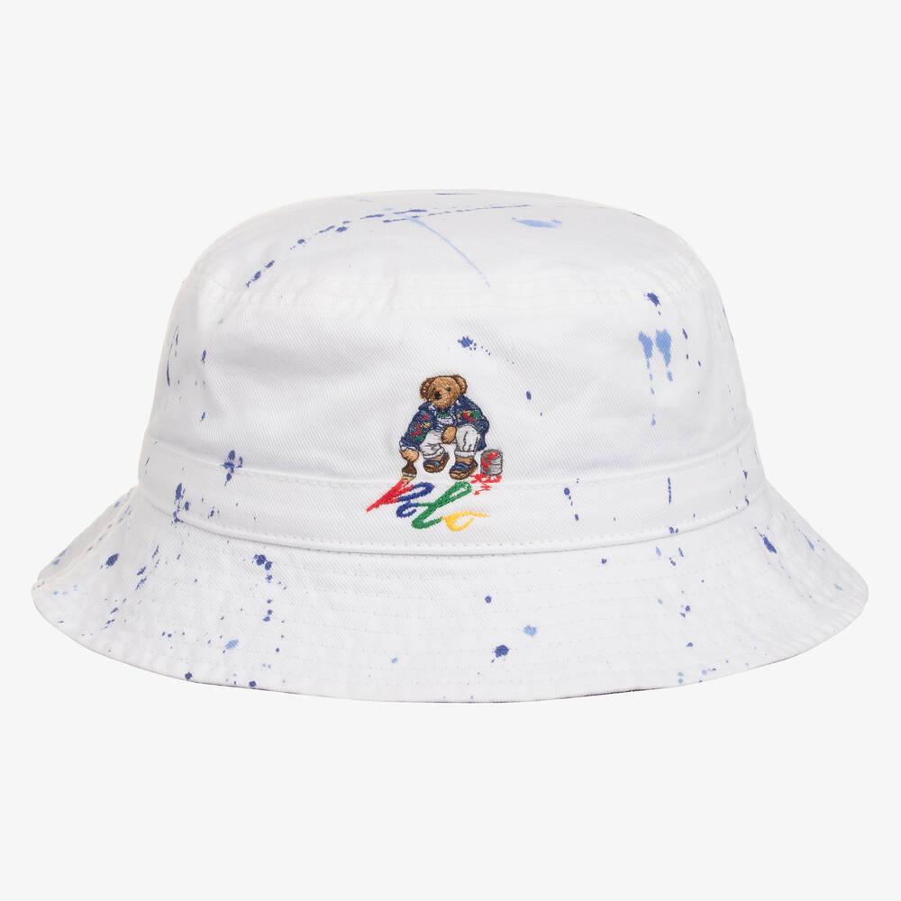 Ralph Lauren-Boys White Cotton Bucket Hat | Childrensalon Outlet
