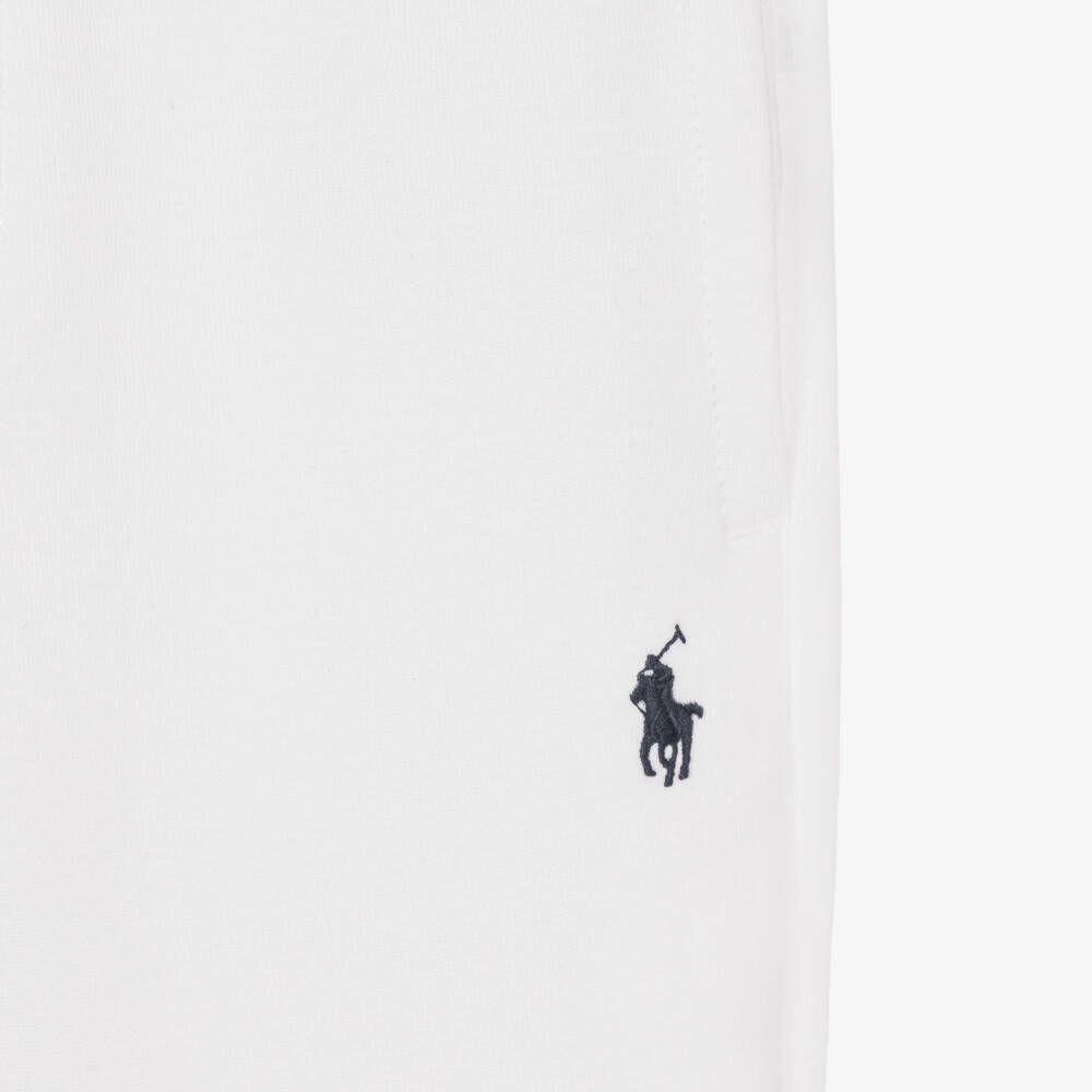 Ralph Lauren-Boys White Cotton Embroidered Pony Logo Joggers | Childrensalon Outlet