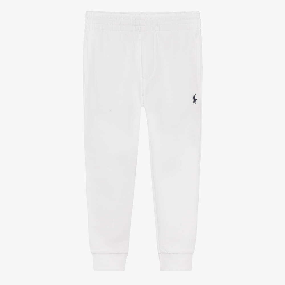 Ralph Lauren-Boys White Cotton Embroidered Pony Logo Joggers | Childrensalon Outlet