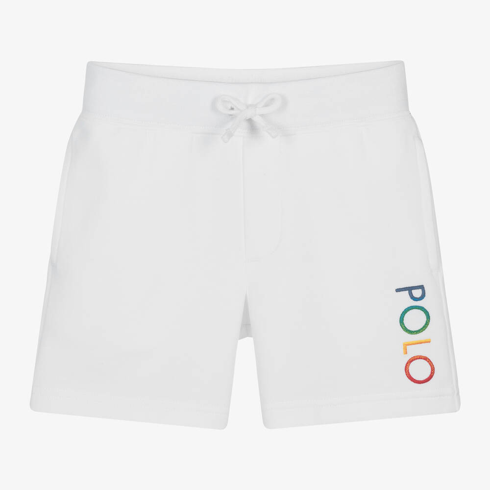 Ralph Lauren Boys White Cotton Jersey Shorts Childrensalon Outlet