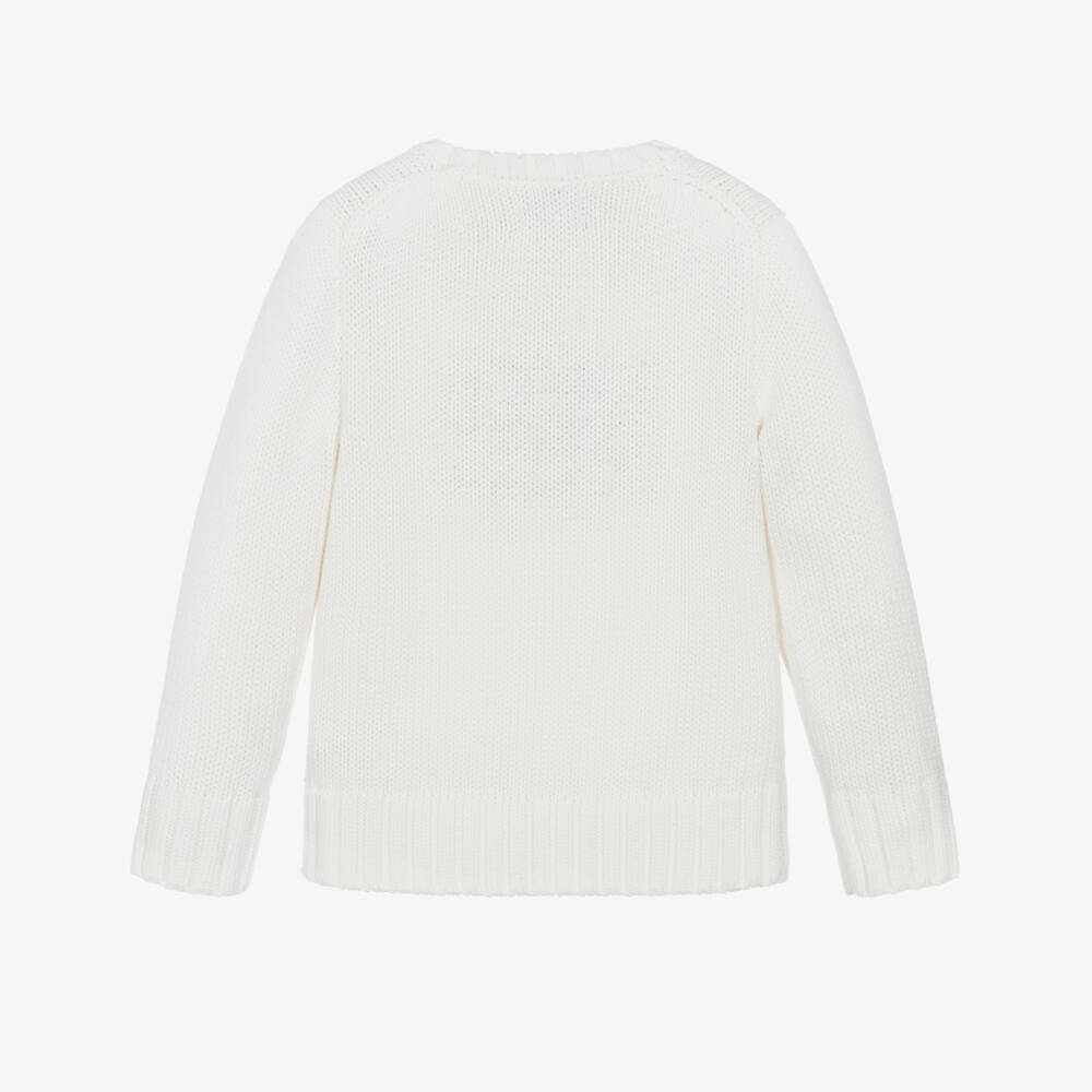 Ralph Lauren-Boys White Cotton Knit Flag Sweater | Childrensalon Outlet