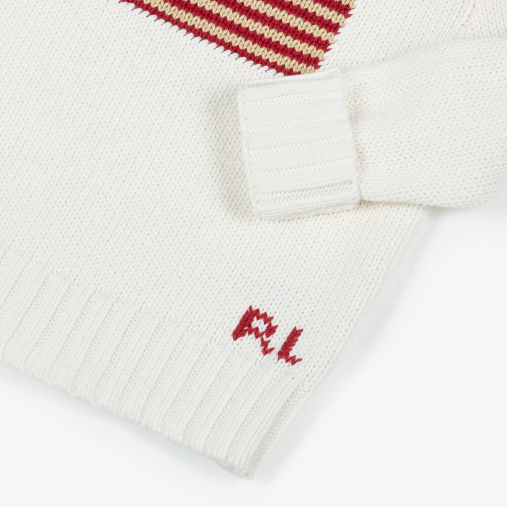 Ralph Lauren-Boys White Cotton Knit Flag Sweater | Childrensalon Outlet