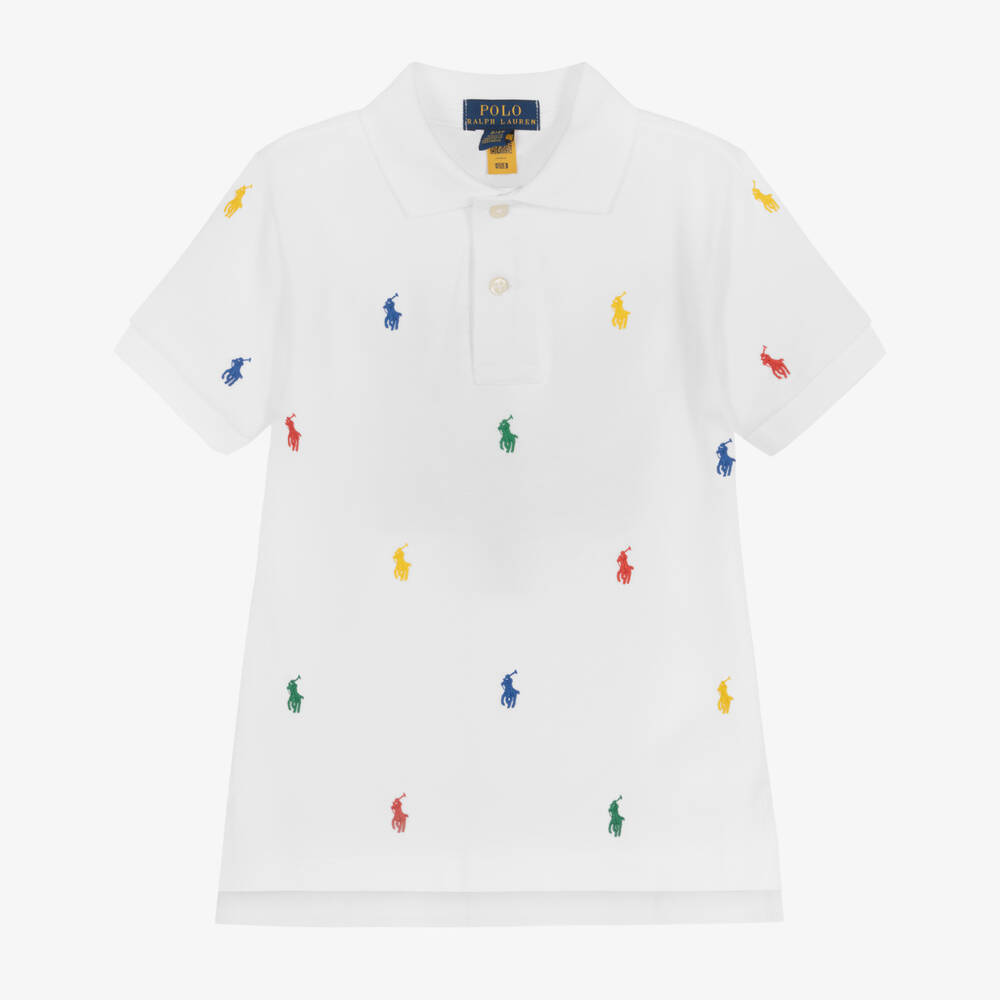 Polo Ralph Lauren - Boys White Cotton Logo Polo Shirt | Childrensalon
