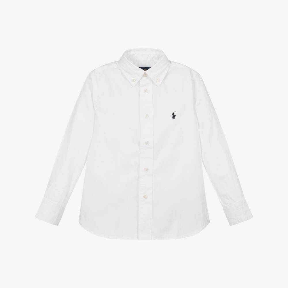 Polo Ralph Lauren-Boys White Cotton Logo Shirt | Childrensalon Outlet