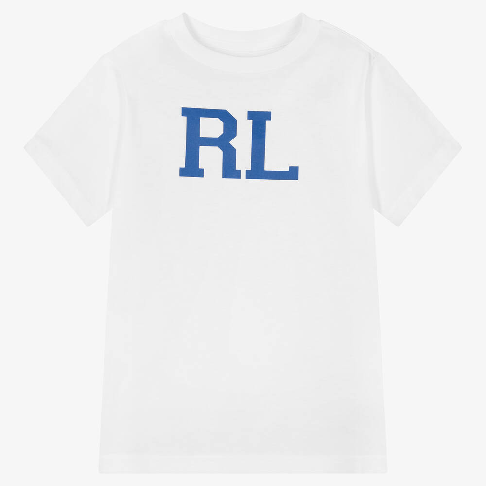 Polo Ralph Lauren - Boys White Cotton Logo T-Shirt | Childrensalon