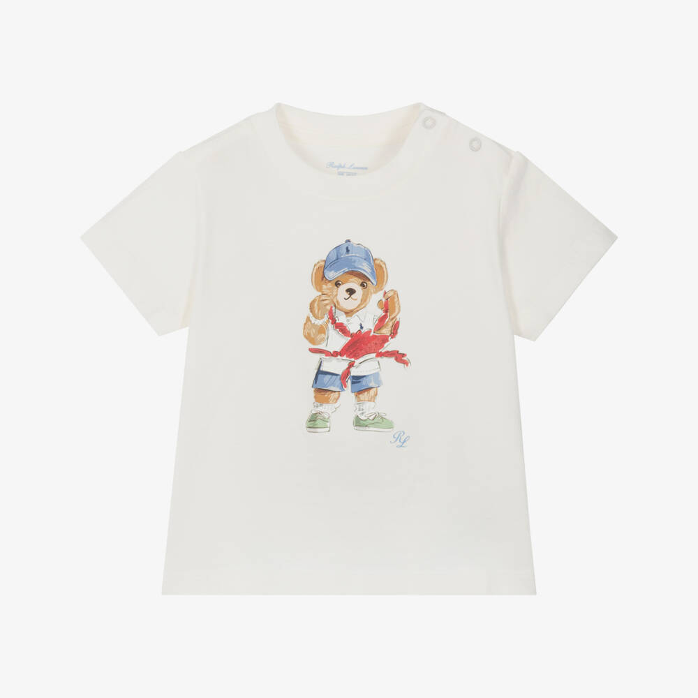 Ralph Lauren-Boys White Cotton Ocean Bear Tee | Childrensalon Outlet