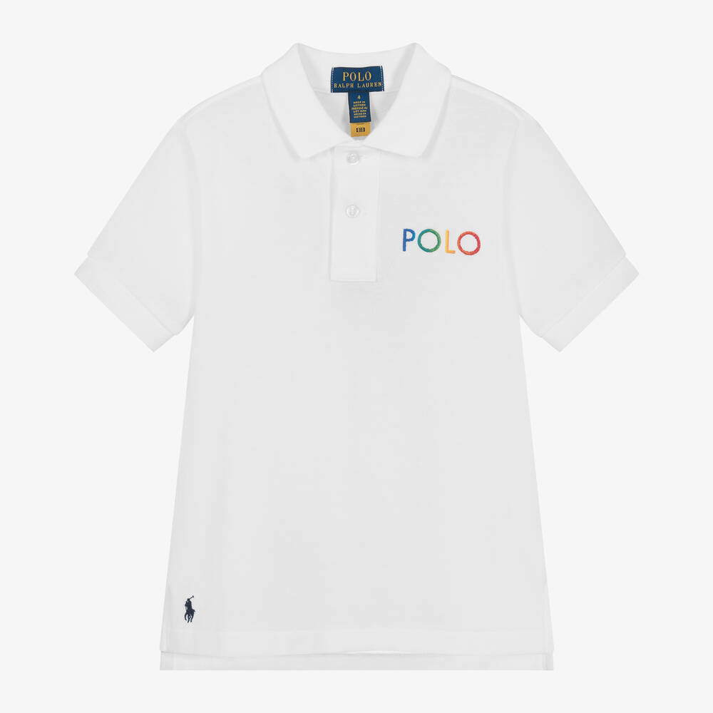Ralph Lauren-Boys White Cotton Polo Shirt | Childrensalon Outlet